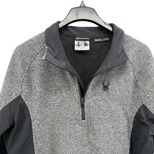 Spyder Outbound Gray Black 1/4 Zip Fleece Pullover Jacket Top Pre-Owned Mens XL